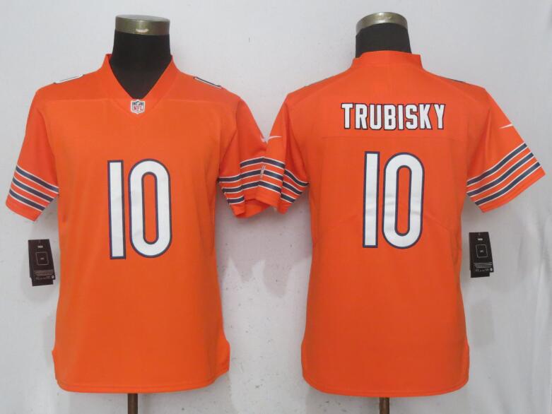 Women Chicago Bears #10 Trubisky Orange Vapor Untouchable Playe NFL Jerseys